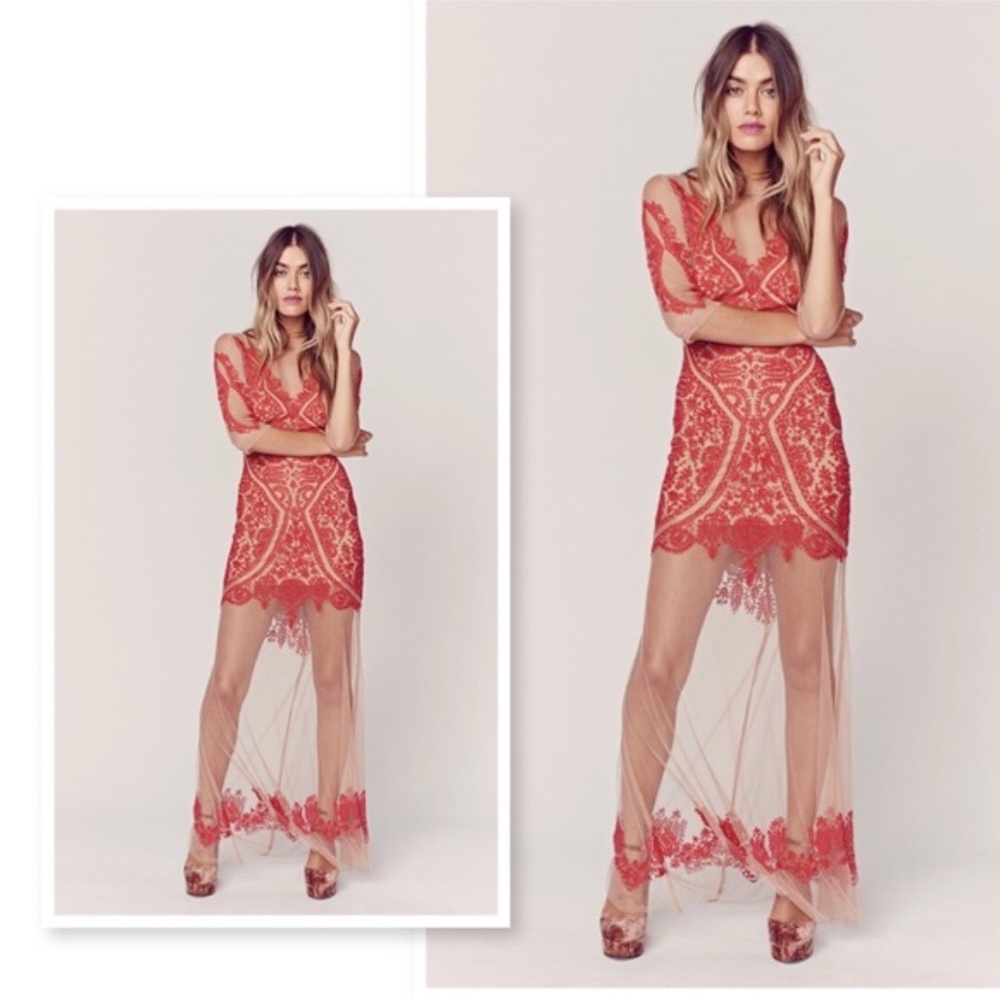 For Love & Lemons - Lotus Maxi Dress - Red